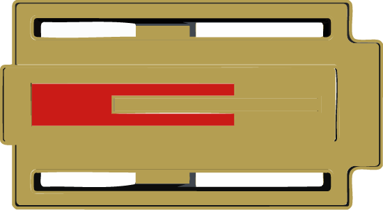 Detalle de hebilla oro Zizhá con zona 2 lacada en rojo, diseño exclusivo y artesanal.