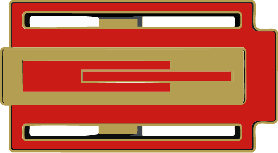 Hebilla Zizhá bañada en oro lacada a mano en rojo zonas 1,2 y 4, diseño artesanal exclusivo para cinturones de lujo.