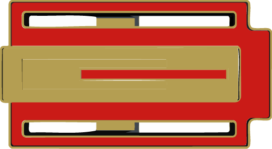 Hebilla Zizhá bañada en oro lacada a mano en rojo en zonas 1 y 4, diseño artesanal exclusivo para cinturones de lujo