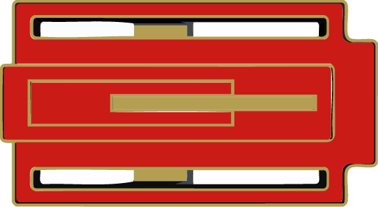 Hebilla Zizhá oro con zonas numeradas del 1 al 4, mostrando el lacado artesanal en rojo en zonas 2,3 y 4.