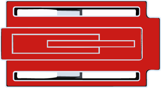 Detalle de hebilla Zizhá con las 4 zonas lacadas en rojo de manera artesanal. Hecho a mano en España.