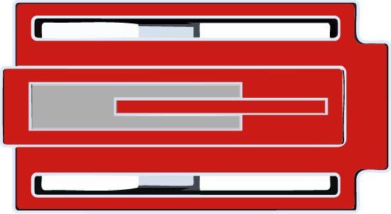 Detalle de hebilla Zizhá con zonas 1, 3 y 4 lacadas en rojo, lacado artesanal hecho a mano exclusivo y elegante.