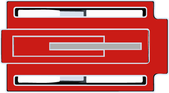 Hebilla Zizhá bañada en plata con zonas del 2 al 4 coloreadas mostrando el lacado artesanal en rojo de cada sección.