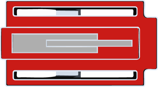 Detalle de hebilla plata Zizhá con zonas 3y  4 lacada en rojo, acabado fino y hecho a mano en España.