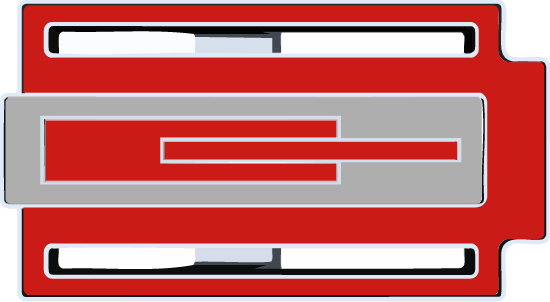 Detalle de hebilla Zizhá con zonas 1, 2 y 4 lacadas en rojo, lacado artesanal de alta calidad, diseño exclusivo hecho en España.